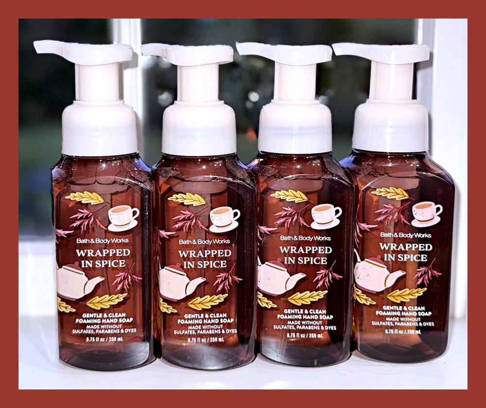 Bath & Body Works 8.75 fl oz Wrapped in Spice Gentle Clean Foaming Hand Soap x4